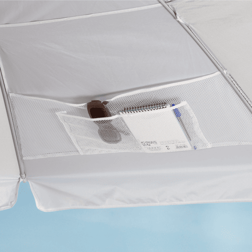 Aktive Guarda-sol de praia com 10 varetas, 220 cm, cinza, inclinável, proteção UV50 Aktive Guarda-sol de praia com 10 varetas, 220 cm, cinza, inclinável, proteção UV50