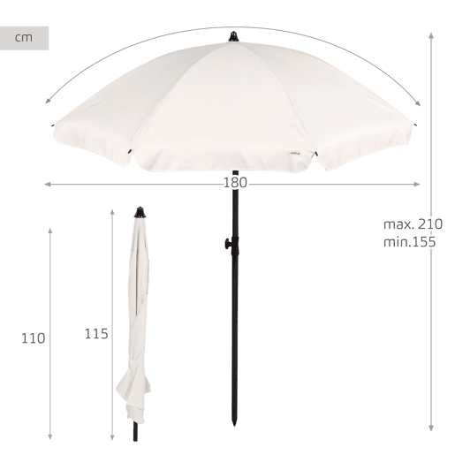 Aktive guarda-sol 200 cm branco creme com capa