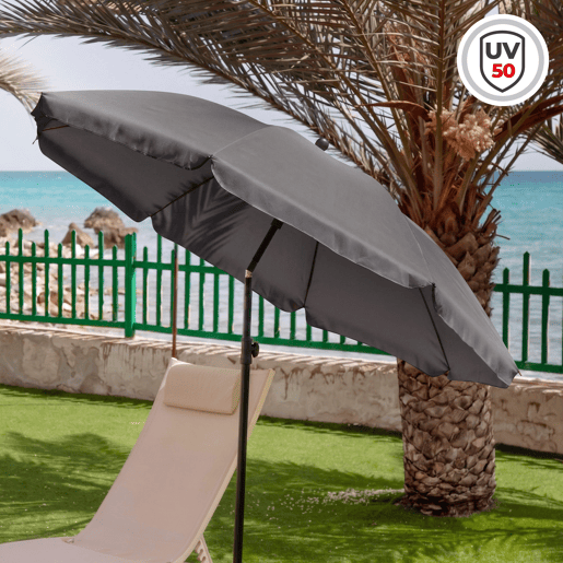 Aktive Guarda-sol cinza escuro de 200 cm com capa Aktive Guarda-sol cinza escuro de 200 cm com capa