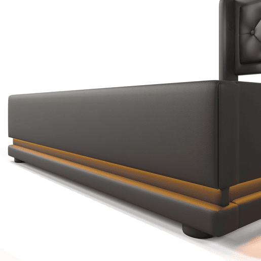 Sofá-cama estofado de 90 x 200 cm em imitação de pele - com função de carregamento e LED ao pé da cama - Preto