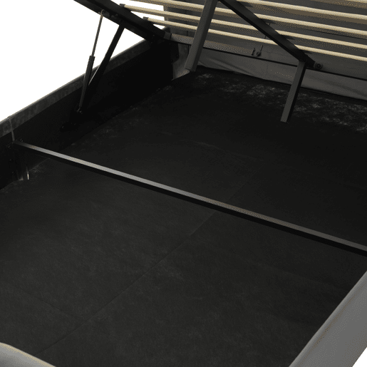 Cama estofada 160x200cm - Cama com LED, cabeceira com arrumação e portas USB e Tipo-C, cama hidráulica - Cinza