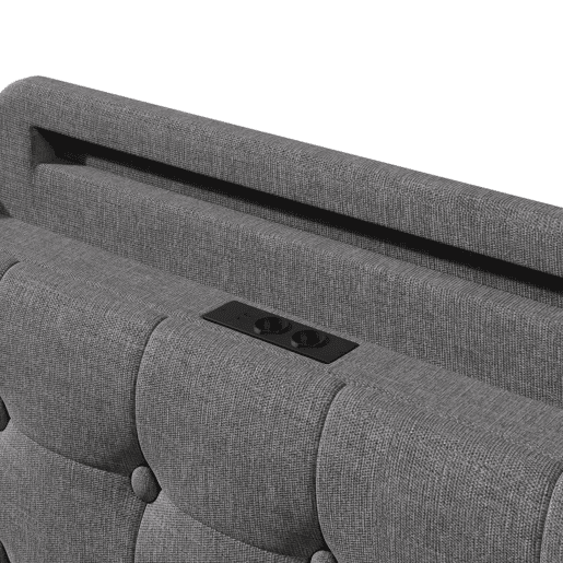 Cama estofada 140*200 cm - Com faixa LED, armazenamento hidráulico, vários compartimentos, sem colchão, USB + TYPE-C, linho - Cinza Cama estofada 140*200 cm - Com faixa LED, armazenamento hidráulico, vários compartimentos, sem colchão, USB + TYPE-C, linho - Cinza