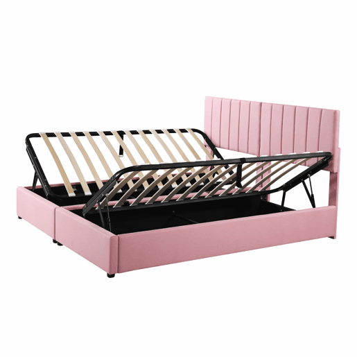 Sofá-cama estofado em tecido de linho - 180x200 cm - transformável em 2 camas individuais - Rosa