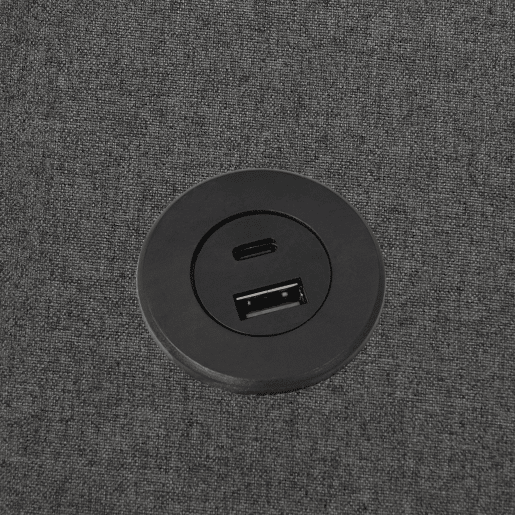 Cama contentora em tecido de linho 140x200 cm - com porta USB e estrado - Cinzento Cama contentora em tecido de linho 140x200 cm - com porta USB e estrado - Cinzento