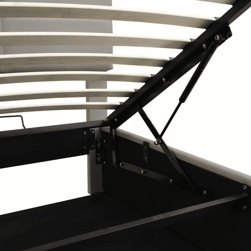 Cama contentora estofada 180x200 cm com iluminação LED - em imitação de pele - Cinzento claro Cama contentora estofada 180x200 cm com iluminação LED - em imitação de pele - Cinzento claro