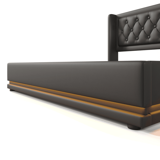 Cama estofada 140*200 cm - Material PU, cama com arrumação hidráulica, cabeceira acolchoada com carregador USB Tipo-C, função LED em 3 lados - Preto Cama estofada 140*200 cm - Material PU, cama com arrumação hidráulica, cabeceira acolchoada com carregador USB Tipo-C, função LED em 3 lados - Preto