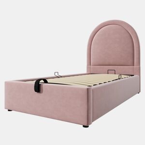 Berço estofado em veludo - 90x200 cm - Com arrumação - Rosa