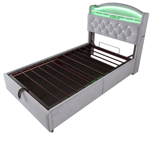 Cama infantil 90x200 - Cama multifuncional com arrumação, LED e USB - Cinza Cama infantil 90x200 - Cama multifuncional com arrumação, LED e USB - Cinza