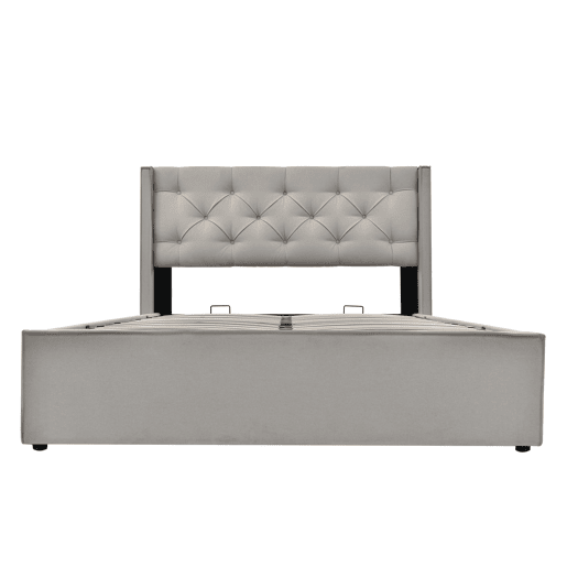 Cama de casal hidráulica 140x200 - com estrado de metal e arrumação - Cinza claro Cama de casal hidráulica 140x200 - com estrado de metal e arrumação - Cinza claro