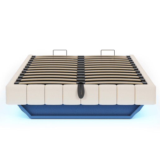 Cama estofada 160x200 cm - Estrutura flutuante hidráulica com arrumação, cama multifuncional sem cabeceira com luzes LED - Bege Cama estofada 160x200 cm - Estrutura flutuante hidráulica com arrumação, cama multifuncional sem cabeceira com luzes LED - Bege