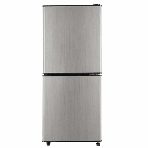 Mini-frigorífico 106 L - 60 L frigorífico + 46 L congelador, 7 níveis de temperatura, porta prateada + corpo preto, iluminação LED, prateleiras ajustáveis - Preto+Prateado
