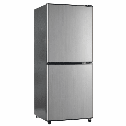 Mini-frigorífico 106 L - 60 L frigorífico + 46 L congelador, 7 níveis de temperatura, porta prateada + corpo preto, iluminação LED, prateleiras ajustáveis - Preto+Prateado