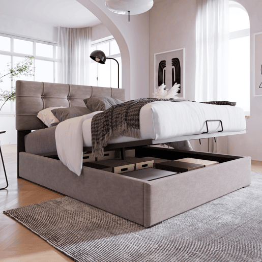 Cama individual 90x200 cm - Cabeceira ajustável, cama com estrado de metal, veludo, estrutura moderna com arrumação - Cinza claro Cama individual 90x200 cm - Cabeceira ajustável, cama com estrado de metal, veludo, estrutura moderna com arrumação - Cinza claro