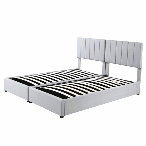 Cama Canapé estofada em tecido de linho - 180x200cm - convertível em 2 camas individuais - Cinzento Cama Canapé estofada em tecido de linho - 180x200cm - convertível em 2 camas individuais - Cinzento