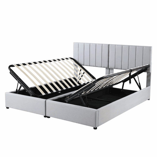 Cama Canapé estofada em tecido de linho - 180x200cm - convertível em 2 camas individuais - Cinzento Cama Canapé estofada em tecido de linho - 180x200cm - convertível em 2 camas individuais - Cinzento