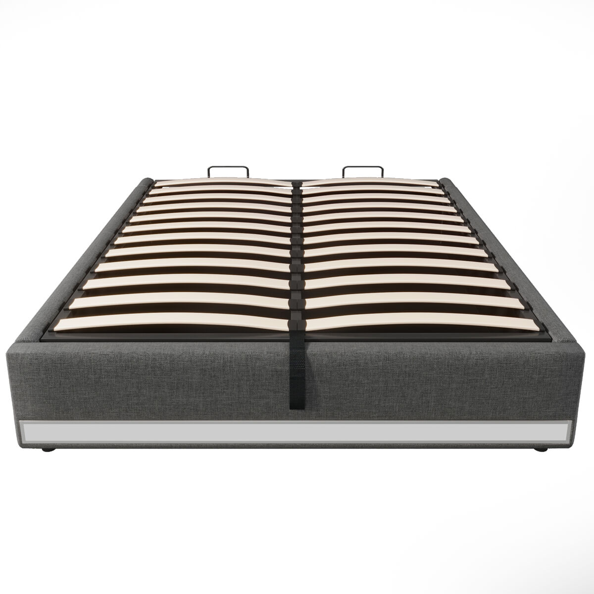Cama con almacenamiento hidráulico 140*200cm - con tira led controlable por mando, con puertos usb y tipo-c, sin cabecero, con pequeños bolsillos -