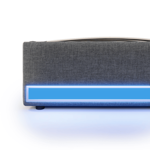 Cama com armazenamento hidráulico 140*200 cm - Com faixa LED controlável por comando, com portas USB e Tipo C, sem cabeceira, com pequenos bolsos - Cinza