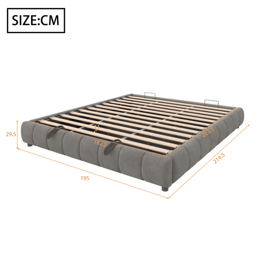 Cama individual 180x200 cm - Sem cabeceira, com faixa de luz LED, estrutura flutuante hidráulica com arrumação - Cinza Cama individual 180x200 cm - Sem cabeceira, com faixa de luz LED, estrutura flutuante hidráulica com arrumação - Cinza