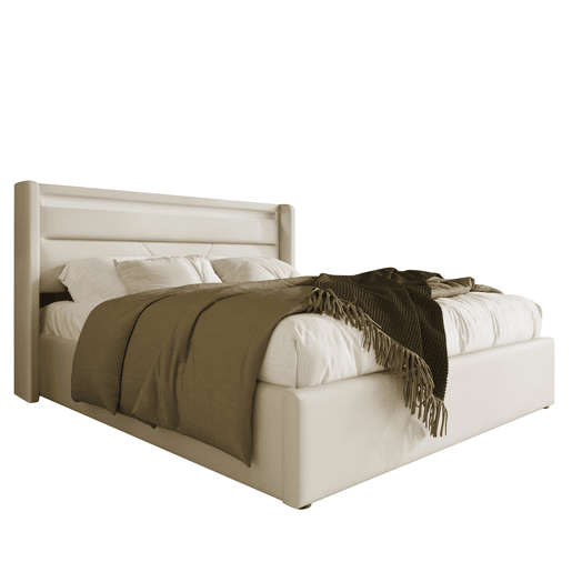 Cama estofada 140x200 - Cama funcional com iluminação LED e base hidráulica - Branco Cama estofada 140x200 - Cama funcional com iluminação LED e base hidráulica - Branco
