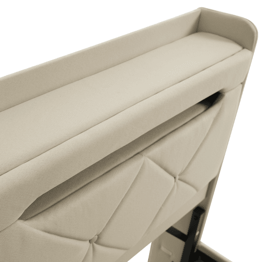 Cama de casal 140x200 - Cabeceira com arrumação, portas USB e tipo C, função LED 360, bege, linho
