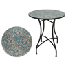 Well Home Mesa de Jardim Redonda em Mosaico Cerâmico CHARTRES Ø60x71cm com Tampo Decorativo e Estrutura Metálica Preta