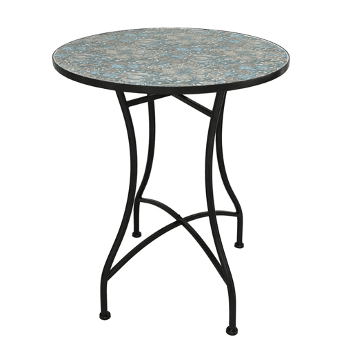 Well Home Mesa de Jardim Redonda em Mosaico Cerâmico CHARTRES Ø60x71cm com Tampo Decorativo e Estrutura Metálica Preta Well Home Mesa de Jardim Redonda em Mosaico Cerâmico CHARTRES Ø60x71cm com Tampo Decorativo e Estrutura Metálica Preta