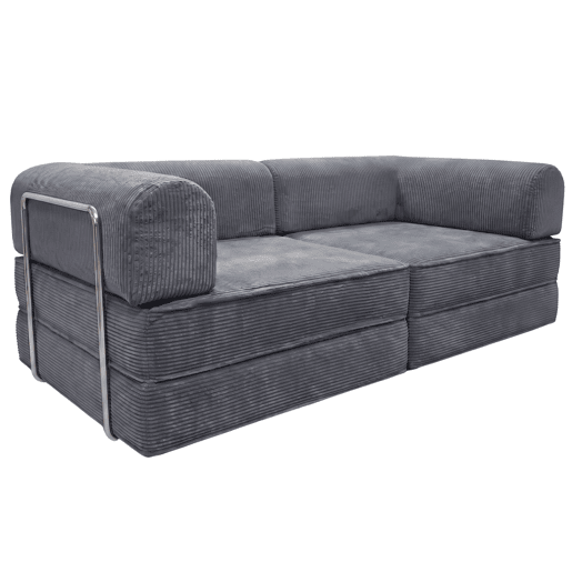Sofá-cama dobrável Nest de 2 lugares, para sala de estar, veludo cotelê cinza escuro, 182 cm