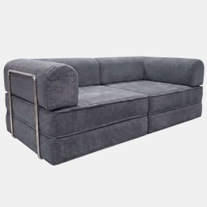 Sofá-cama dobrável Nest de 2 lugares, para sala de estar, veludo cotelê cinza escuro, 182 cm