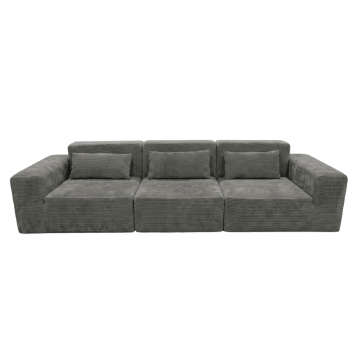 Sofá modular Horizon, 3 lugares, para sala de estar e sala de jantar, cinza escuro, 307 cm Sofá modular Horizon, 3 lugares, para sala de estar e sala de jantar, cinza escuro, 307 cm