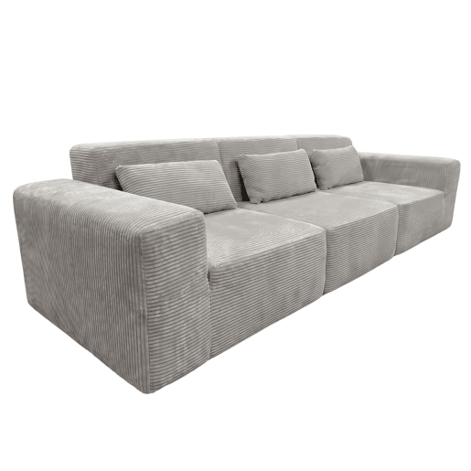 Sofá modular Horizon, 3 lugares, para sala de estar e sala de jantar, cinza claro, 307 cm