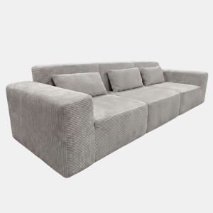 Sofá modular Horizon, 3 lugares, para sala de estar e sala de jantar, cinza claro, 307 cm