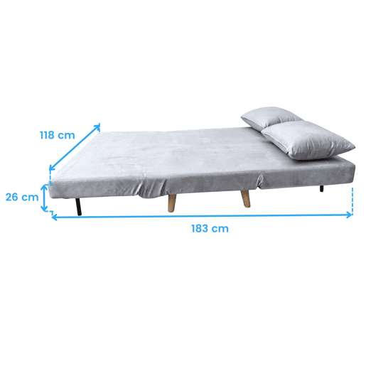 Sofá-cama Nordic Duo de 2 lugares, estilo futon, abertura click-clack, cinza claro, 118 cm Sofá-cama Nordic Duo de 2 lugares, estilo futon, abertura click-clack, cinza claro, 118 cm
