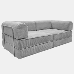 Sofá-cama dobrável Nest de 2 lugares, veludo cotelê cinza claro, 182 cm