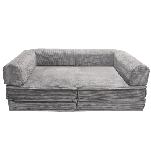 Sofá-cama dobrável Nest de 2 lugares, veludo cotelê cinza claro, 182 cm