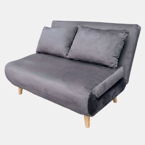 Sofá-cama Nordic Duo de 2 lugares, estilo futon, abertura click-clack, cinza escuro, 118 cm