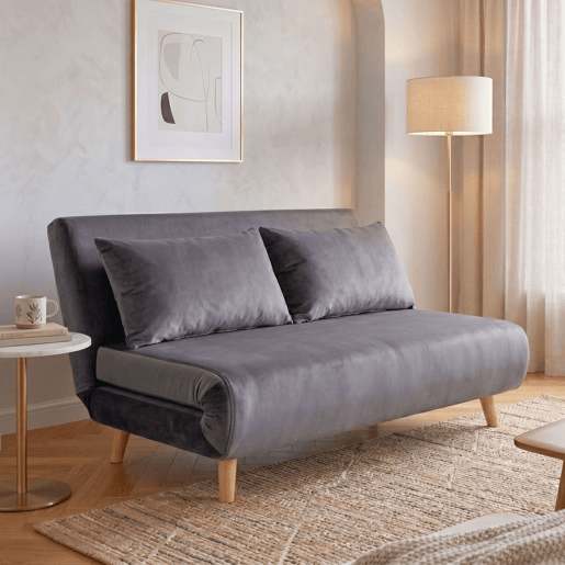 Sofá-cama Nordic Duo de 2 lugares, estilo futon, abertura click-clack, cinza escuro, 118 cm Sofá-cama Nordic Duo de 2 lugares, estilo futon, abertura click-clack, cinza escuro, 118 cm