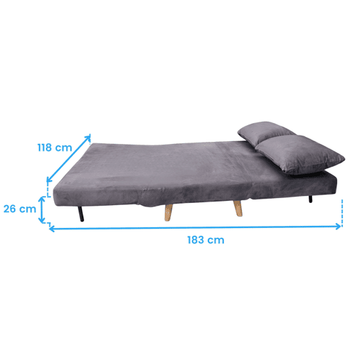Sofá-cama Nordic Duo de 2 lugares, estilo futon, abertura click-clack, cinza escuro, 118 cm Sofá-cama Nordic Duo de 2 lugares, estilo futon, abertura click-clack, cinza escuro, 118 cm