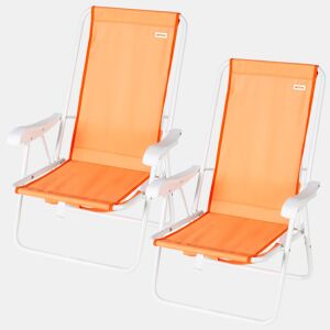 Pack 2 cadeiras de praia semifixas 44x40x81 cm laranja