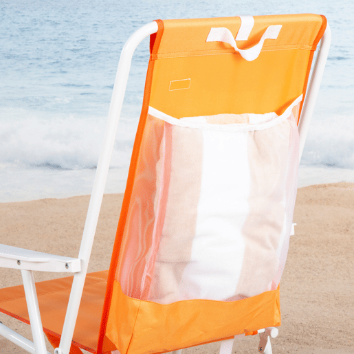 Pack 2 cadeiras de praia semifixas 44x40x81 cm laranja