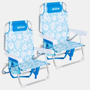 Pack 2 cadeiras de praia médias multiposições 50x54x80 cm com flores e bolsos