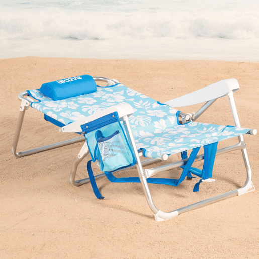 Pack 2 cadeiras de praia médias multiposições 50x54x80 cm com flores e bolsos Pack 2 cadeiras de praia médias multiposições 50x54x80 cm com flores e bolsos