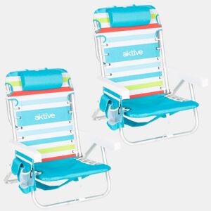 Pack 2 cadeiras de praia médias multiposições 50x53x77 cm multicoloridas com cooler e bolsos