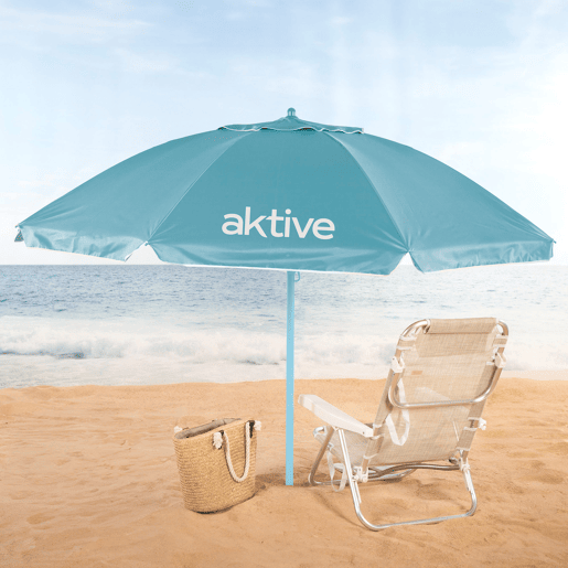 Aktive Guarda-sol de praia inclinável com proteção UV50 D220 cm Aktive Guarda-sol de praia inclinável com proteção UV50 D220 cm