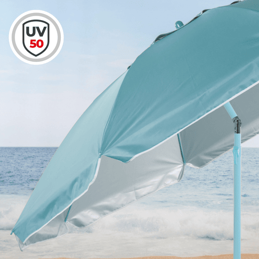 Aktive Guarda-sol de praia inclinável com proteção UV50 D220 cm Aktive Guarda-sol de praia inclinável com proteção UV50 D220 cm