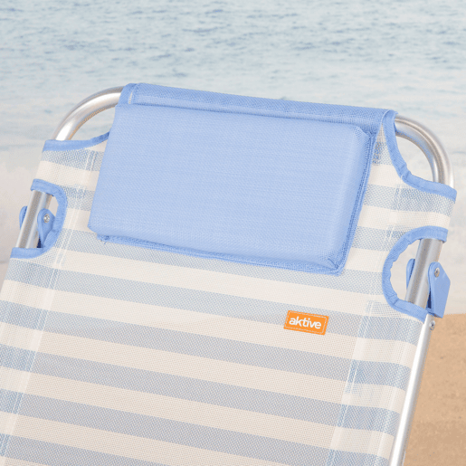 Pack 2 cadeiras de praia altas com múltiplas posições, 48x60x90 cm, listradas