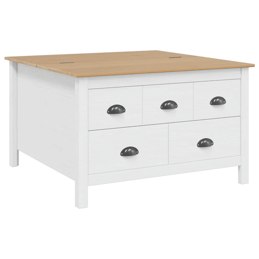 Mesa de Centro, Mesa baixa, HILL Branco e Marrom Mel 79.5 x 79.5 x 49 cm