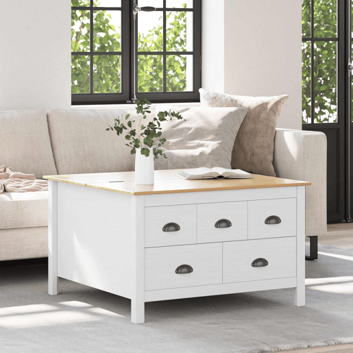 Mesa de Centro, Mesa baixa, HILL Branco e Marrom Mel 79.5 x 79.5 x 49 cm