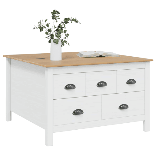 Mesa de Centro, Mesa baixa, HILL Branco e Marrom Mel 79.5 x 79.5 x 49 cm
