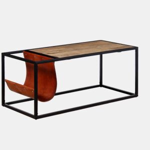 Mesa de Centro, Mesa baixa, c suporte de revistas pele genuína 110x50x45 cm