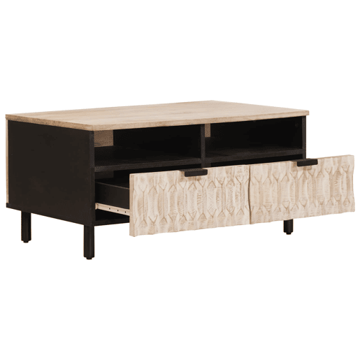 Mesa de Centro, Mesa baixa, Branco 80 x 54 x 40 cm Madeira de manga maciça